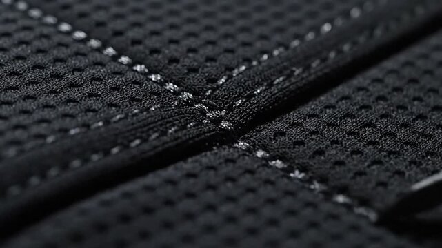 Precision Macro Stitching Detail on Hexagonal Technical Sportswear Fabric