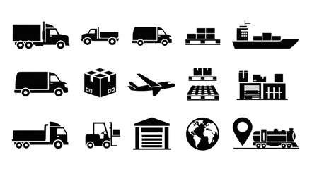 Collection of Transportation and Logistics Icons. © Kiki
