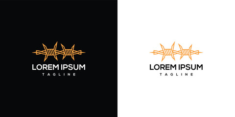 Barbed Wire Logo Design - Security Protection Restriction Symbol.