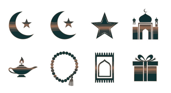 Symboles du Ramadan Minimalistes Bronze Sarcelle