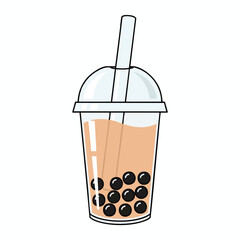 Boba drink in a plastic cup with straw