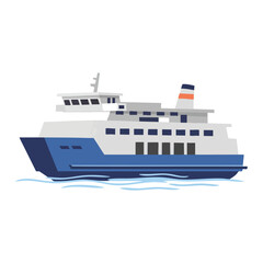 Large Blue and White Ferry Boat on Water