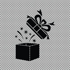 black gift box with ribbon, png