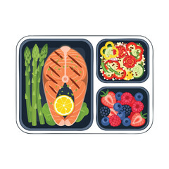 Healthy Meal with Grilled Salmon and Fresh Fruits