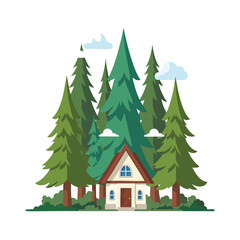 Cozy Cabin in the Woods Illustration