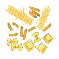 Assorted Pasta Shapes Illustration