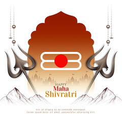 Happy Maha Shivratri Indian festival card with Trishul design