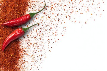 Red Chili Peppers and Spice Dust Composition