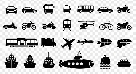 Collection of Transportation Icons Silhouettes. © Nemo