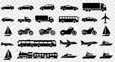 Collection of Transportation Icons Silhouettes. © Nemo