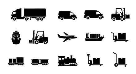 Collection of Transportation Icons and Symbols.