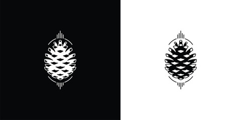 Obraz premium Pine Cone Symbol - Black and White Graphic Icon.