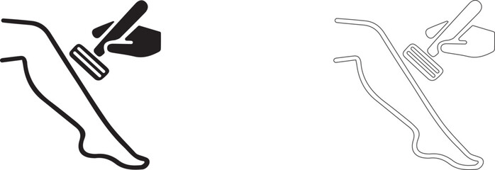 Shaving legs with a disposable razor. Vector icon.