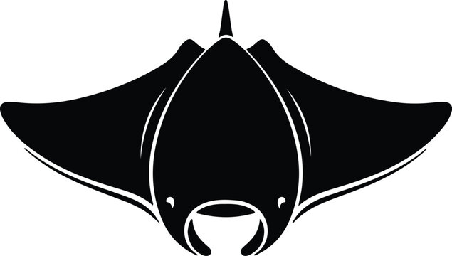 silhouette stylized manta ray icon isolated on white background vector design