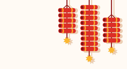 Hanging Chinese Firecrackers background Vector Illustration