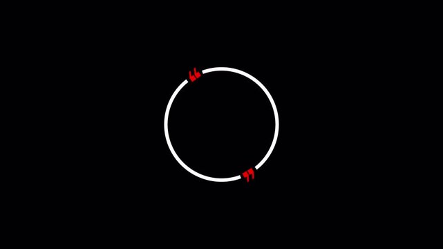 Circle with comma, circle quotation mark graphic animation white quote box animation in chroma key. in transparent background in 4K animation with alpha channel
