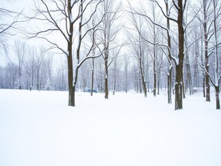 Fototapeta premium Winter forest in snowfall winter background