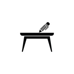 Fototapeta premium A black pencil lies on a simple table with tapered legs