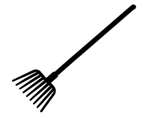 Naklejka premium Hand Rake Silhouette Vector Illustration, Lawn and Gardening Equipment
