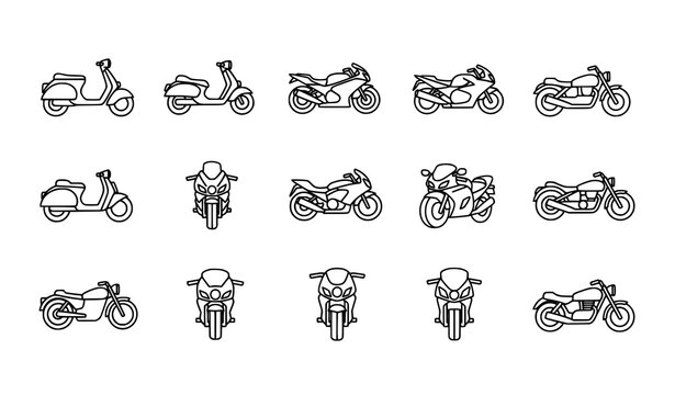 Black thin line motorcycle transport icon vector for apps and maps