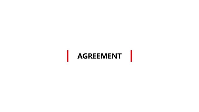 "Agreement " text animation footage for end screen with white background. 4k video looping.Typography Motion Graphics animation for social media or end screen.