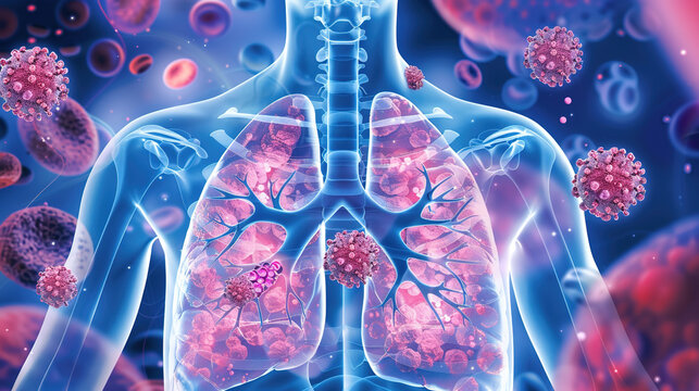 Schematic of Lung Cancer Targeted Therapy Drug Action - Gigapixel High-Resolution Standard for Anticancer Drug Mechanism and Oncology Clinical Visualization
