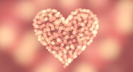 Obraz premium Glowing Heart Shape Made of Small Golden Dots on Pink Background love