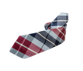 Classic Plaid Necktie Isolated on White Background &ndash; Elegant Men&rsquo;s Fashion Accessory