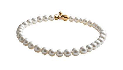 Obraz premium Close-up of a lustrous pearl necklace with gold clasp, showcasing natural, spherical gems on a black background