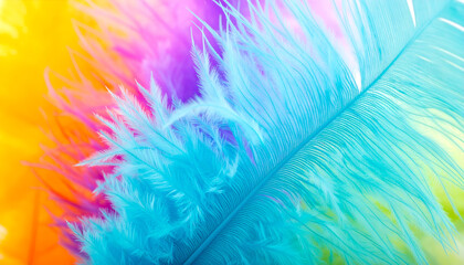 Macro Close-Up of Vibrant Blue Feather with Soft Bokeh Background - Delicate Texture of Avian Plumage