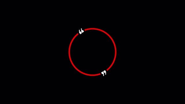 Circle with comma, circle quotation mark graphic animation white quote box animation in chroma key. in transparent background in 4K animation with alpha channel
