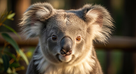 Obraz premium Close-up of a koala with fluffy ears and soft gray fur.