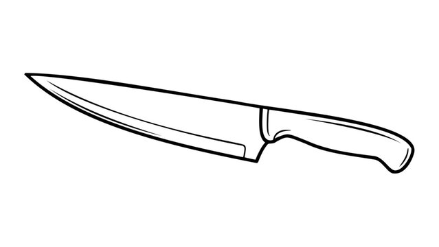 Minimalist chef knife line art culinary chopping icon vector