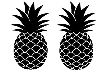 Obraz premium Pineapple Icon Silhouette Vector, Tropical Fruit Art