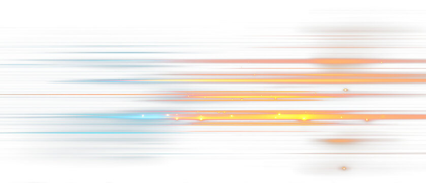 Long-exposure flash effects of racing cars on a city road at night. Digital image of light beams and striped lines on a blue background. Blue arc of light. Speed ​​overlay for advertising and banners.