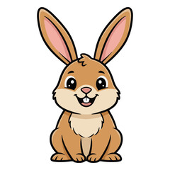 Obraz premium Cute Bunny Rabbit Vector Illustration Isolated on White Background. Baby Bunny Rabbit Cartoon Vector. Creative Rabbit Logo. Sweet Cute Bunny Rabbit Character Vector. Bunny Rabbit Icon design