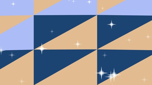 Sparkling Geometric Pattern with Blue and Beige Diagonal Tiles, Abstract Shimmering Checkerboard Background