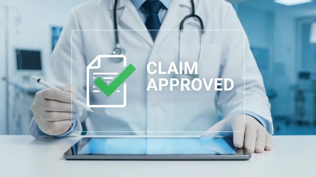 Medical check online checklist survey health care checkup research diagnosis report concept doctor using digital tablet claim approved icon hospital office for accurate health care analysis