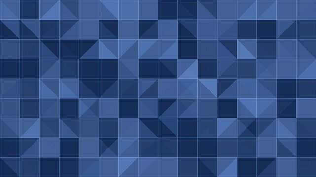 Blue geometric abstract pattern animation, interlocking squares and triangles, modern digital background