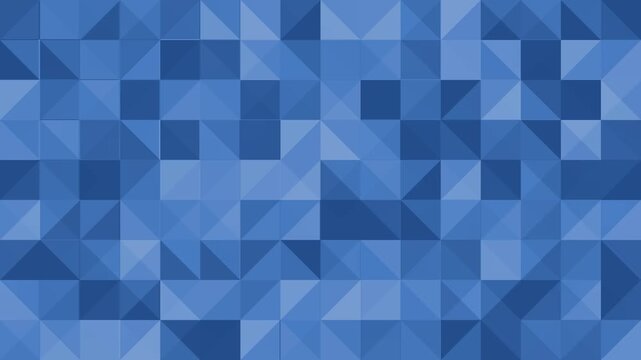 Blue loopable abstract geometric pattern, faceted triangles and squares design, modern digital background