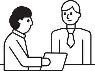 Fototapeta premium Two businessmen in formal attire discussing a document at a table