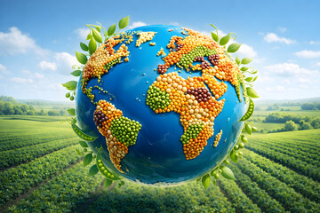 celebrating World Pulses Day on February 10, featuring a circular frame of mixed pulses and legumes including lentils, chickpeas, beans, and peas scattered on a soft pastel background. Natural texture