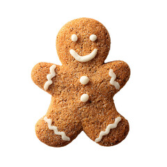 Gingerbread man cookie smiling isolated on white background festive holiday dessert