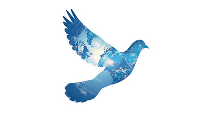 Dove Silhouette with Cloudy Sky Double Exposure Peace Concept