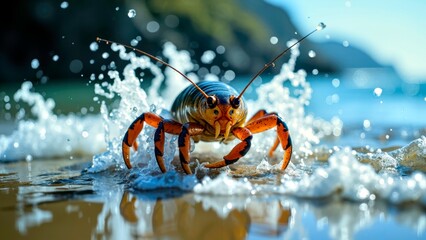 Dynamic map of marine organisms in the turbulent waves of red striped crabs