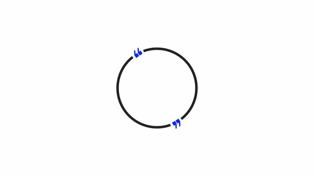 Circle with comma, circle quotation mark graphic animation white quote box animation in chroma key. in transparent background in 4K animation with alpha channel