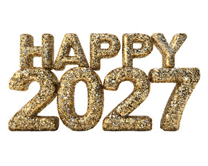 Gold Glitter Happy New Year 2027 Number Text Sparkling Celebration Greeting Card Background