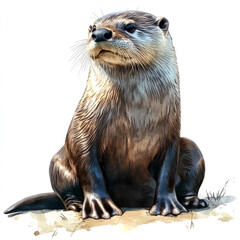 watercolor otter clip art, trasnparent background, 