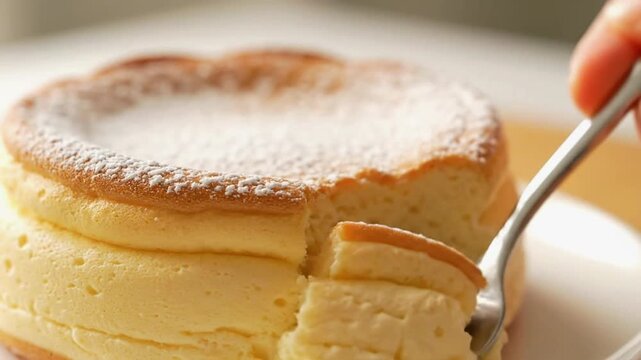 Delicious Japanese Style Cheesecake Being Served.