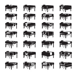 Obraz premium Table Silhouette Vector, Furniture Icons Clipart Graphics, Home Interior Design, Dining Table Set, Office Desk Pack, Living Room Collection, Wooden Furniture Bundle
